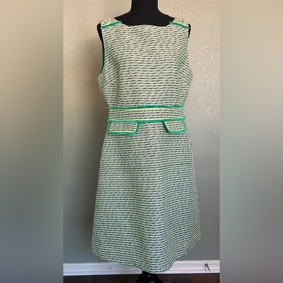 J.Crew Re-Imagined Green Textured Sleeveless Dress NWT Size 12 - Picture 2 of 11